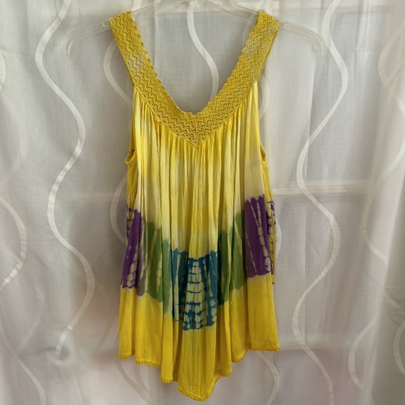 Made In India, Yellow, Sleeveless, Tie Dye, Blouse. One Size - Picture 3 of 7